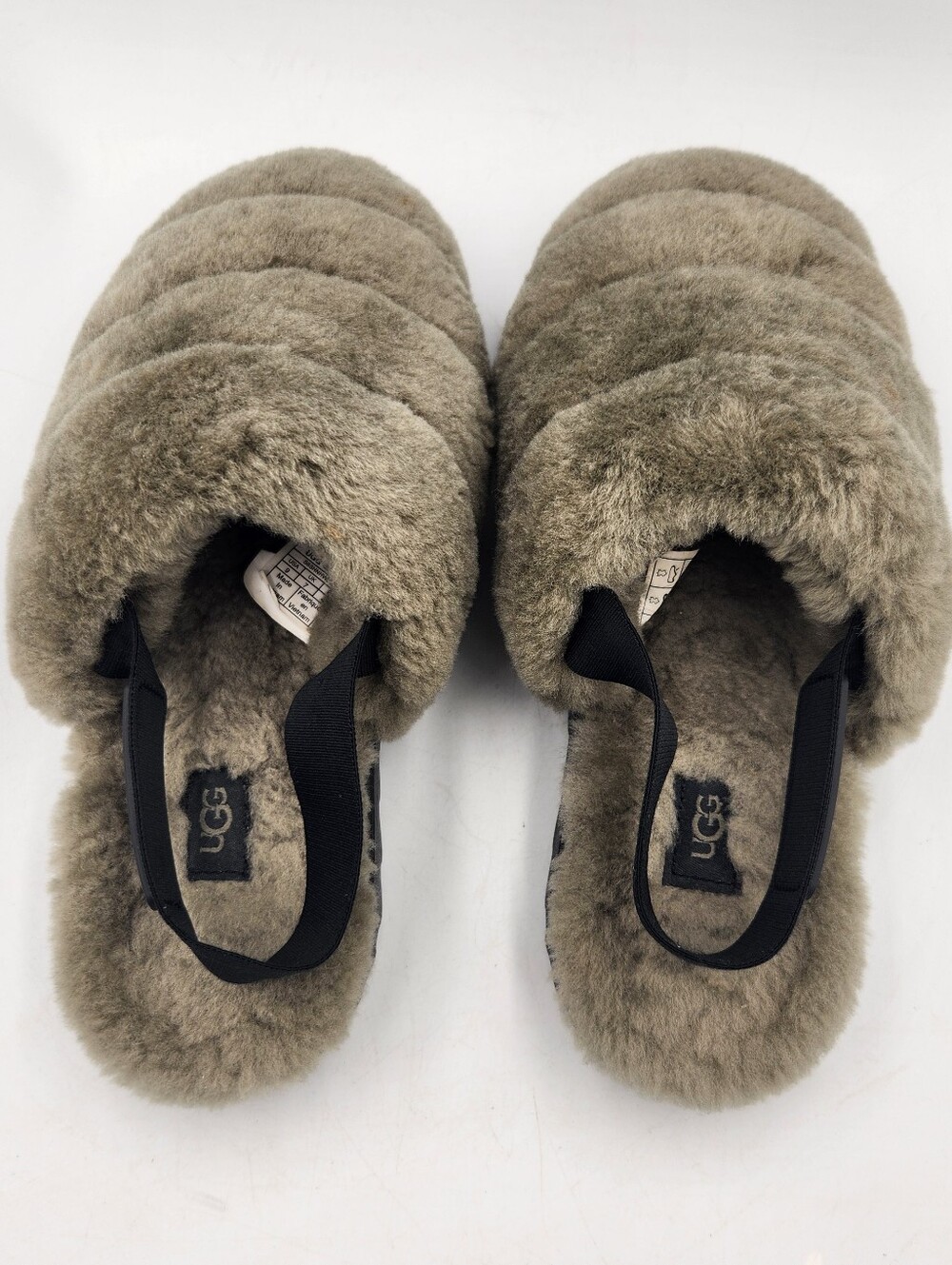 UGG Super Fluff Slippers Womens 9 Burnt Olive Closed Toe Sheepskin Platform - Picture 5 of 16